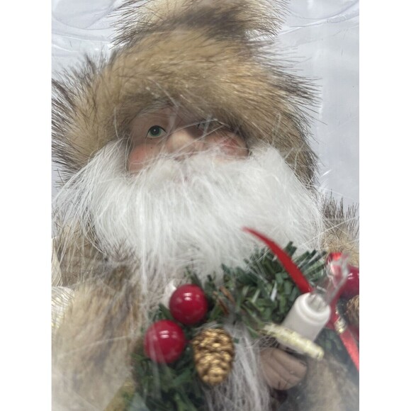 Kurt Adler 10 in. 10-Light Burgundy and Brown Santa Tree Topper Damage Box New - Picture 4 of 12